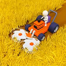 Peaceful lawn mowing gameplay